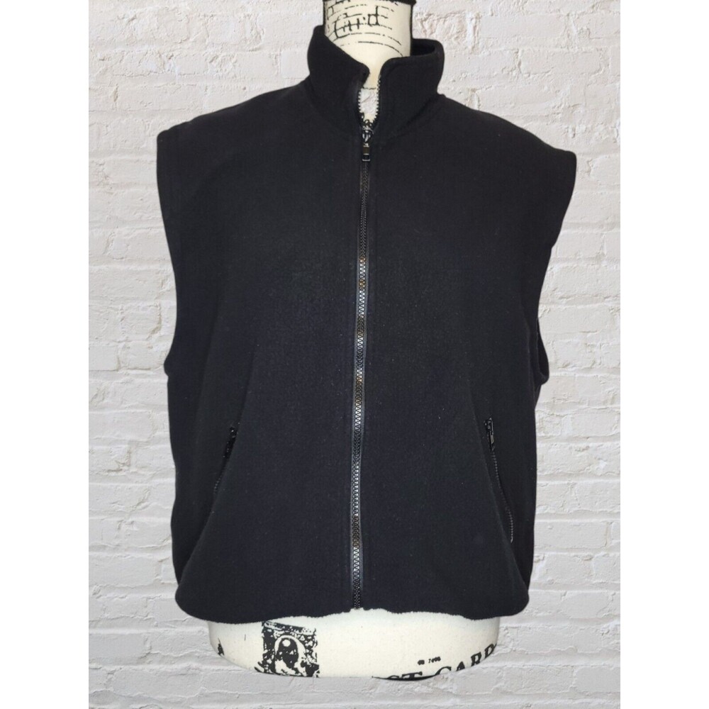 Vtg Spyder Black Fleece Vest Mens MED Full Zip Logo Outdoor Ski Layer Y2K